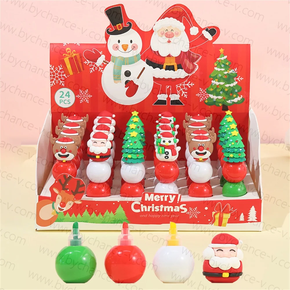 hotsale Christmas small gift 3 in 1 DIY Santa Claus Snowman reindeer funny marker pen watercolor pen for Xmas party giveaways