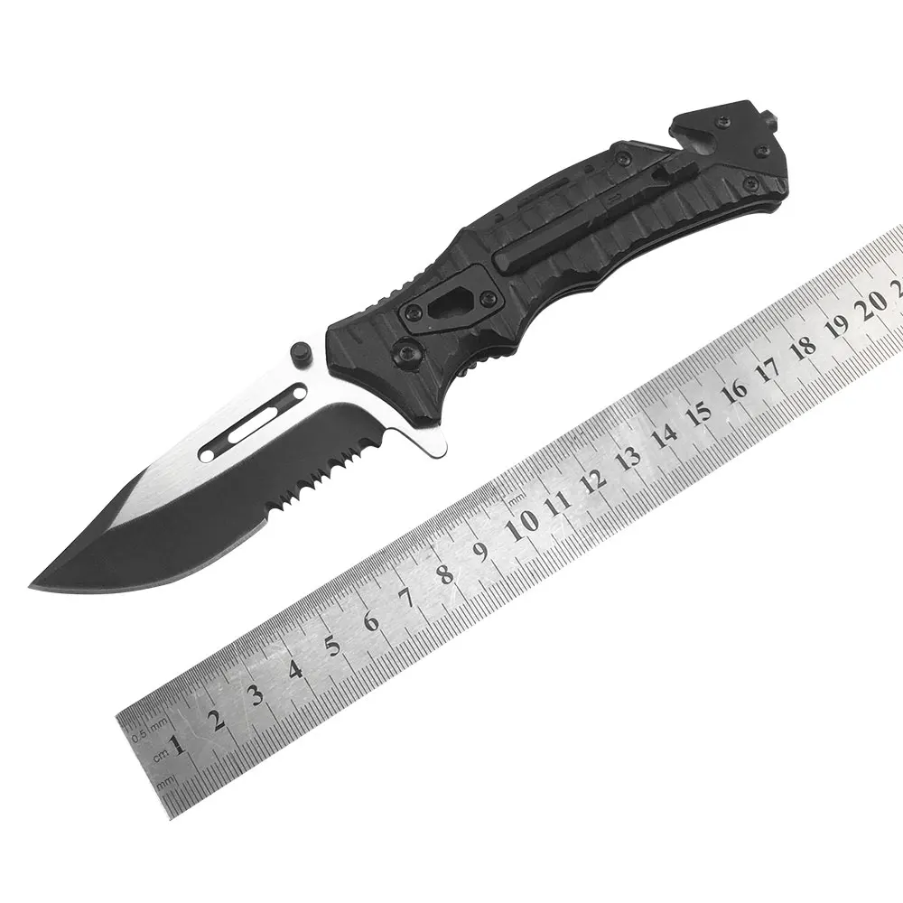 Outdoors Multifunction Folding Blade Knifes With window breaker and lighter Tactical Pocket Folding Knife