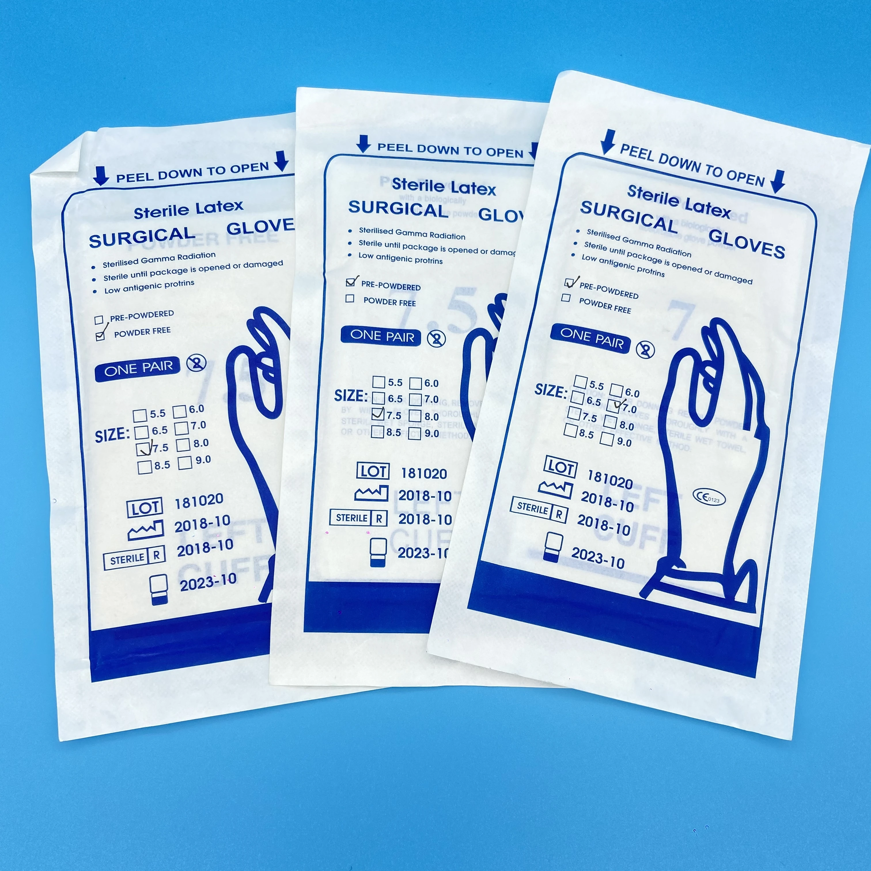 Disposable Medical Latex Gloves Powdered or Powder-Free Sterile Latex Surgical Gloves Powdered with CE and ISO