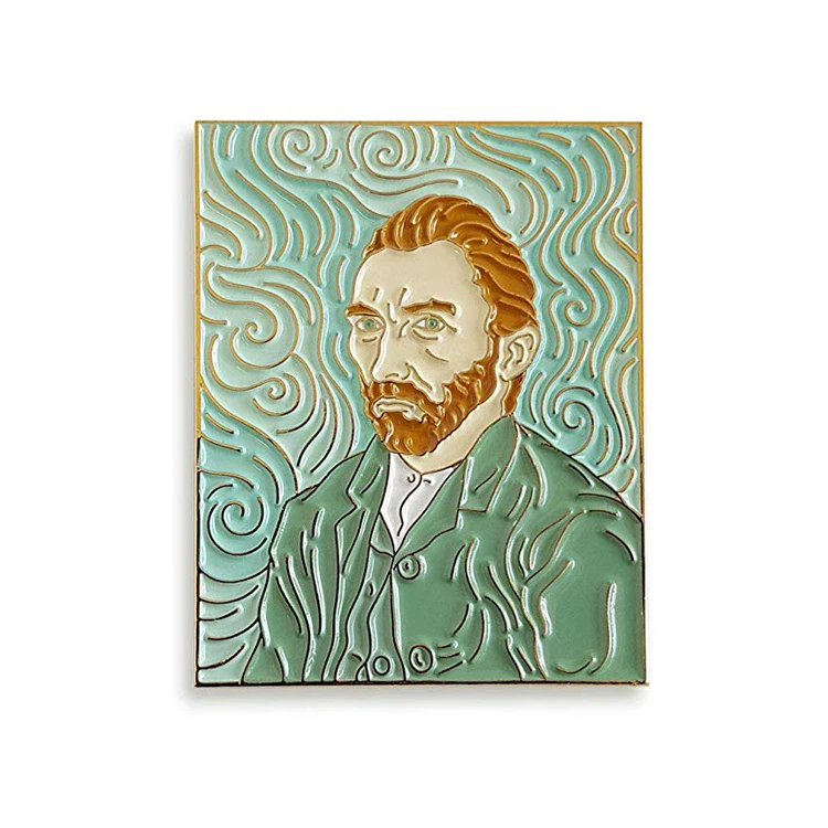 Van Gogh Portrait Starry Night Painting Sunflowers vintage metal brooch pins accessories Custom hard Soft Enamel Lapel Pin Maker