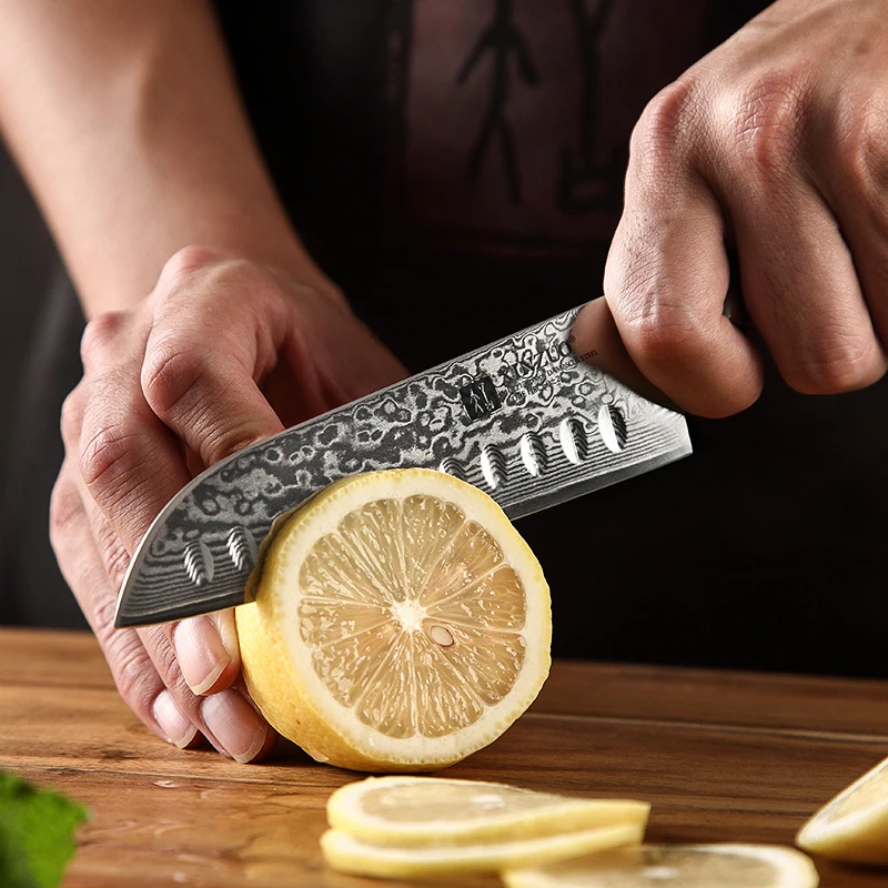 Профессиональное Точило для кухонных нож сантоку из дамасской стали кухня использования или подарка промотирования углеродистой на каждый день 5 дюймов 67