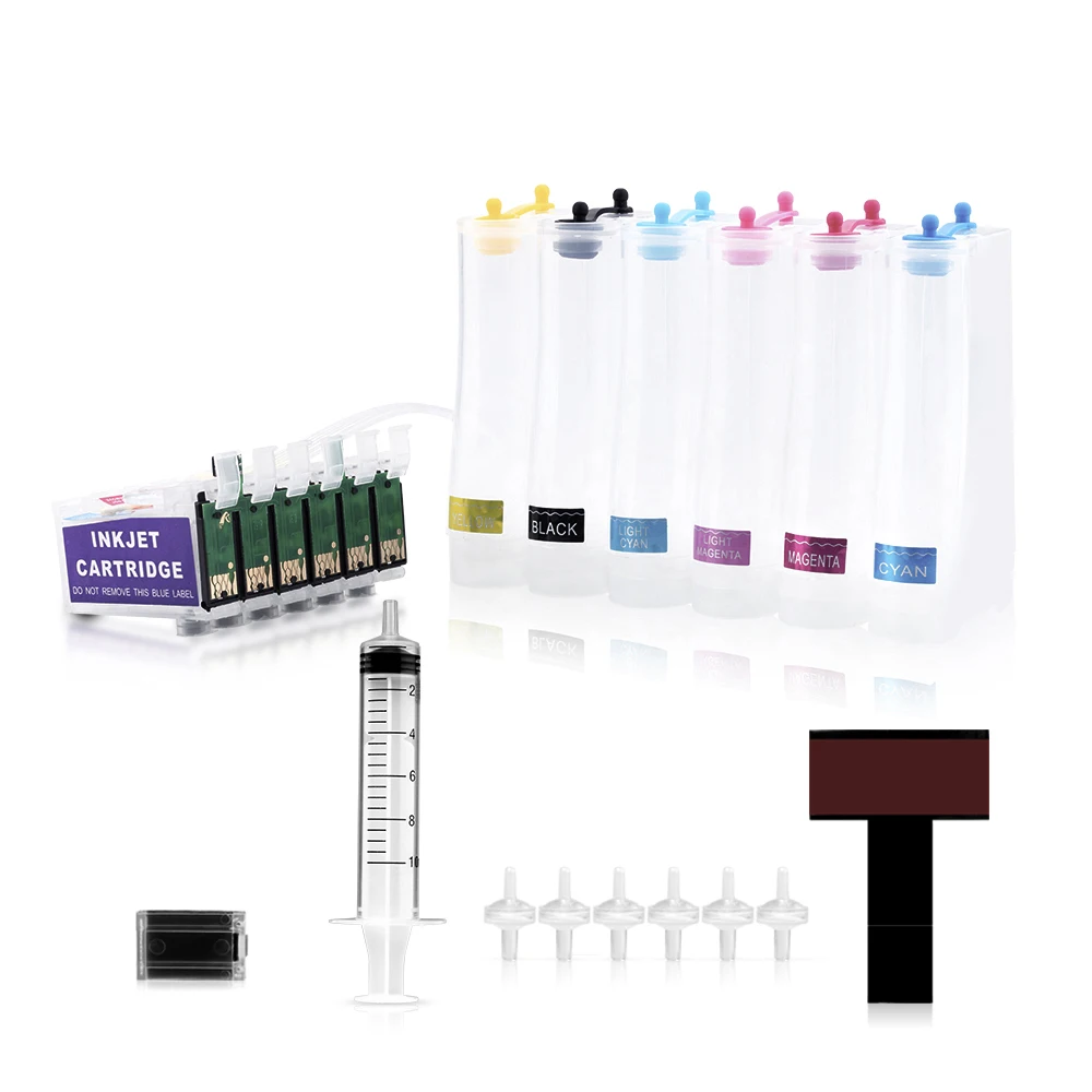 Ocinkjet 6 Colors/set Ciss for Epson L800 R300 R230 R270 R290 T50 1390 1400 1450 1500 CISS with Chip Ink Cartridge Compatible