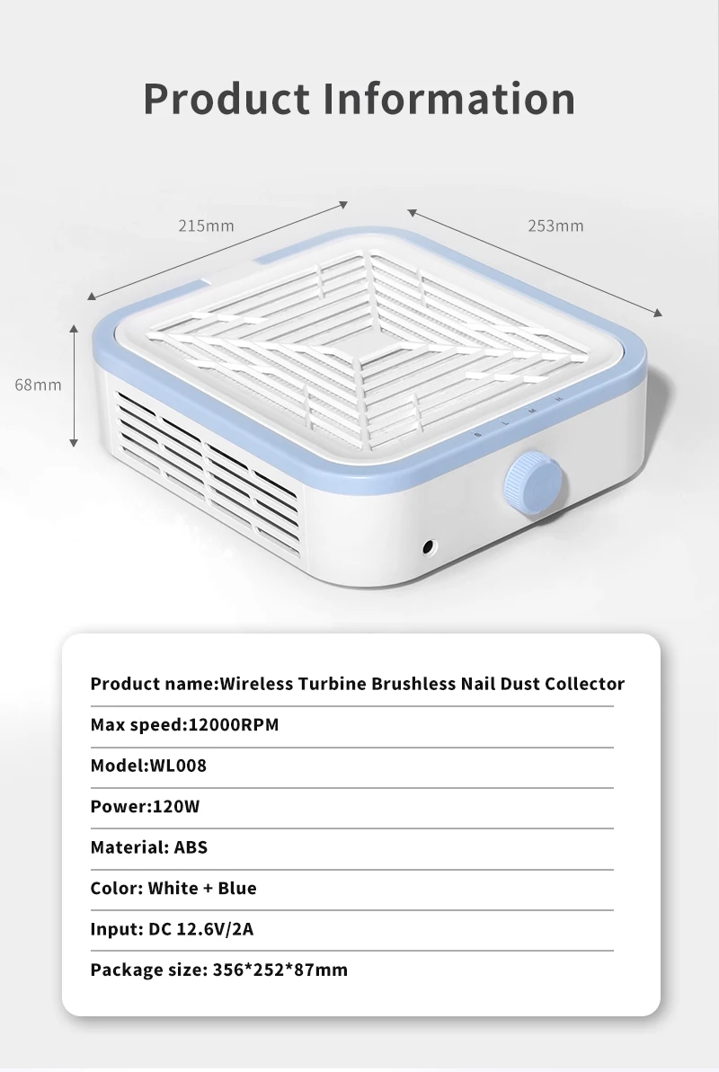SNRQI WL008 оптовая продажа 12000 об./мин. Пылесборник для ногтей пылесос 120 Вт большая поверхность маникюрная машина маникюрного салона