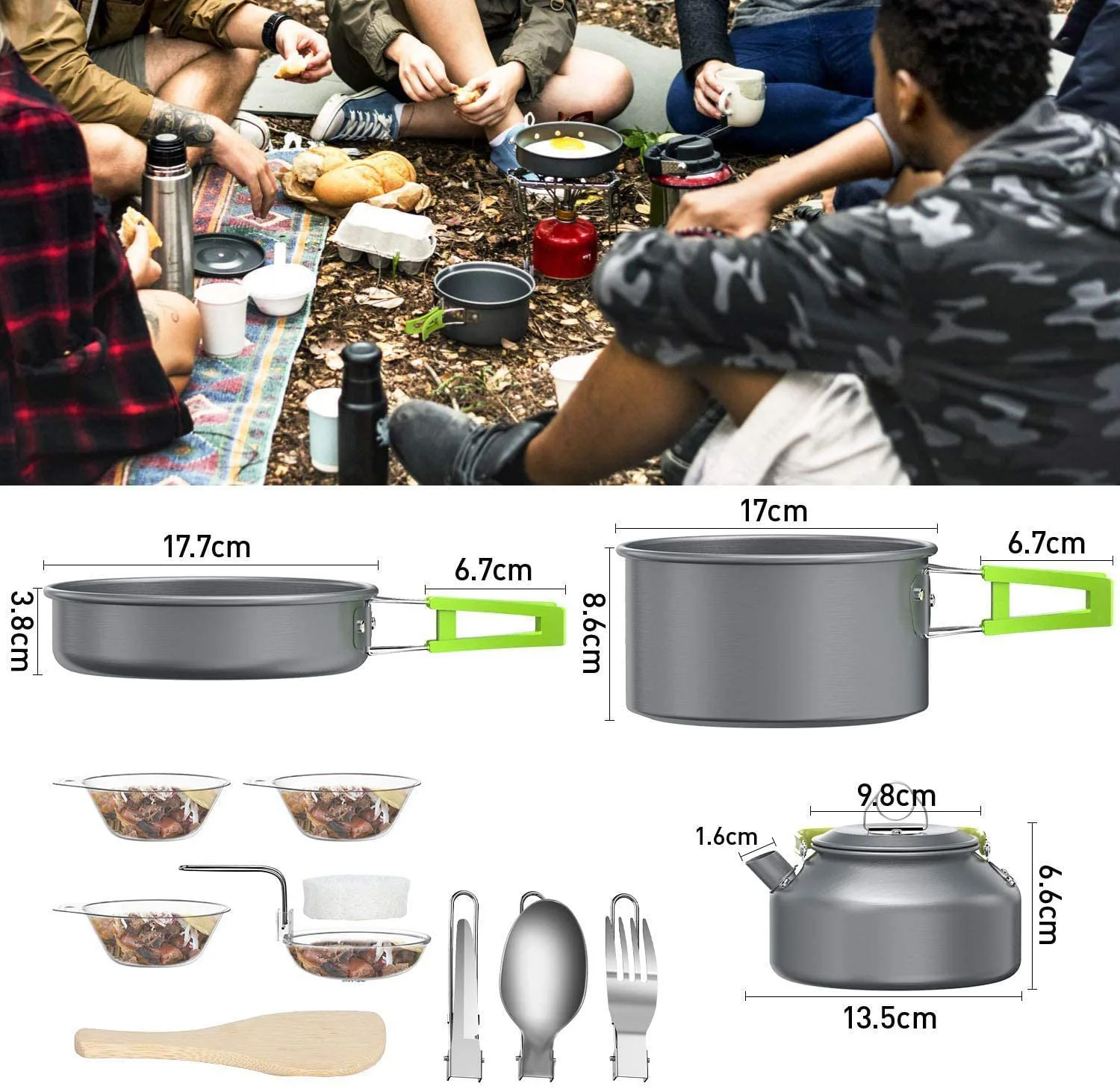 Ultra Light Aluminum Alloy Camping Cookware UtensilsOutdoor Cooking Teapot Picnic Tableware Kettle Pot