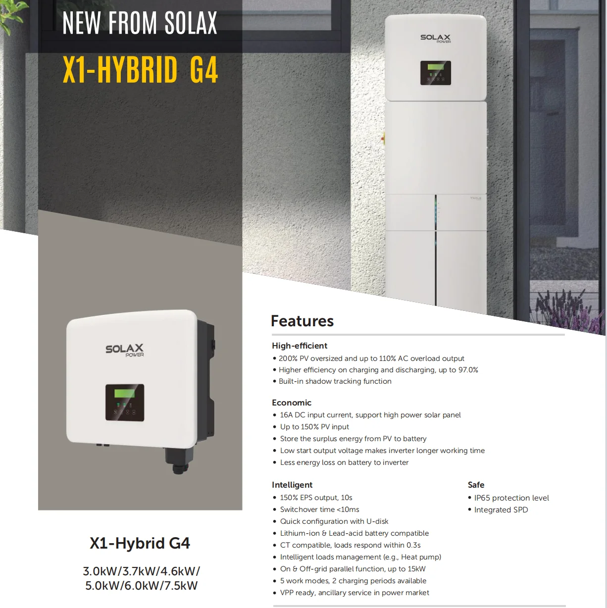 Solax X1 Hybrid G4 3-7.5kw 3.7kw 4.6kw 5kw 6kw High Voltage Single Phase Solar Energy Storage Invertor Price 5kva Inverter