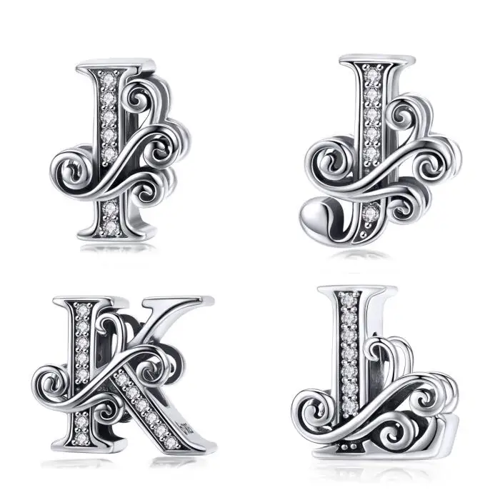 Qings Jewelry Hot Selling Letter Charms 925 Sterling Silver Alphabet Pendant For Jewelry Making