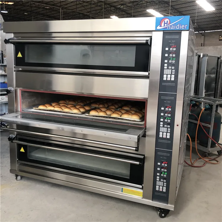 Bakery Equipment Haidier 3 Floor 15 Tray Electric Deck Oven Industry Bread Oven