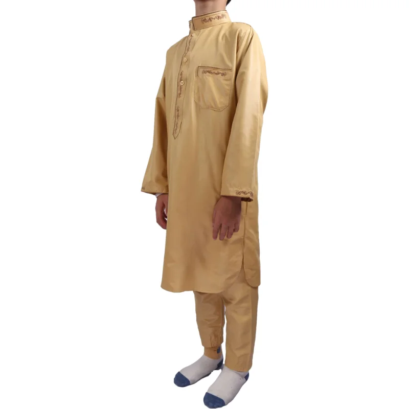 Kids Embroidered Muslim Robe For 4-16 Years Boys Daily Dress Teenage Arabic Abaya Islamic Kaftan Fashion Robes Jubah Clothing