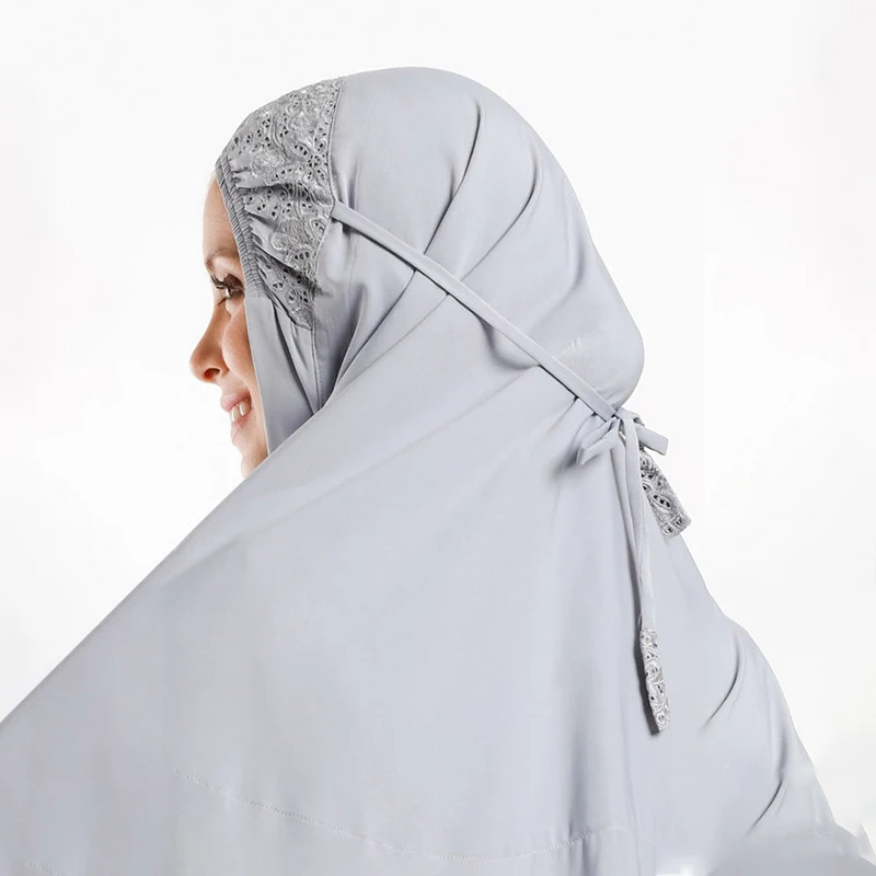 High Quality Crepe Jazz Women Muslim Islamic Clothing Hijab Dress 2 Piece Set Abaya 2 Layers Khimar Jilbab Prayer Set