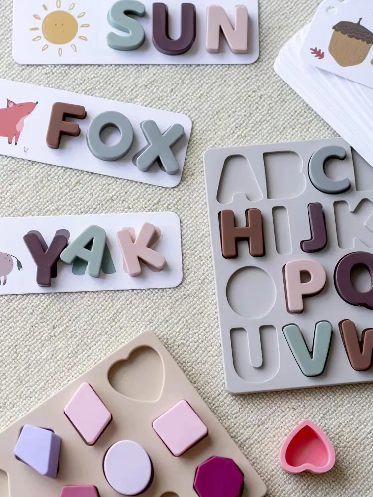 Силиконовая головоломка с алфавитом доска-головоломка для раннего обучения развивающая игрушка Монтессори