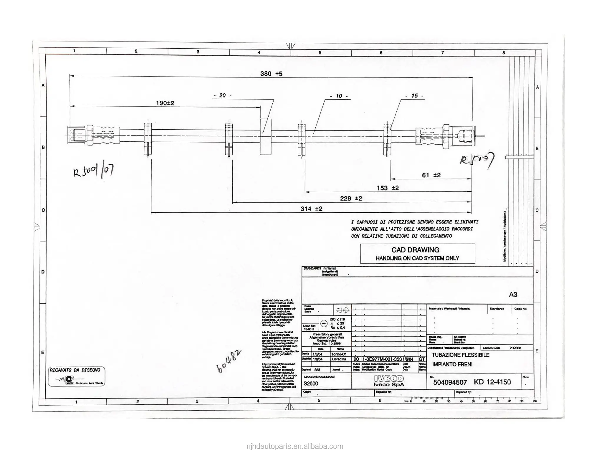OE1648811 SAE J1401 DOT 1/8 HL OEM auto brake hose manufacture for Ford