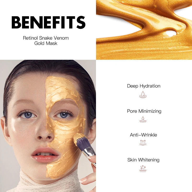 Wholesale Moisturizing Retionl Snake Venom Golden Hydrating Jelly Gel Tear Peel Skin Care Facial Mask