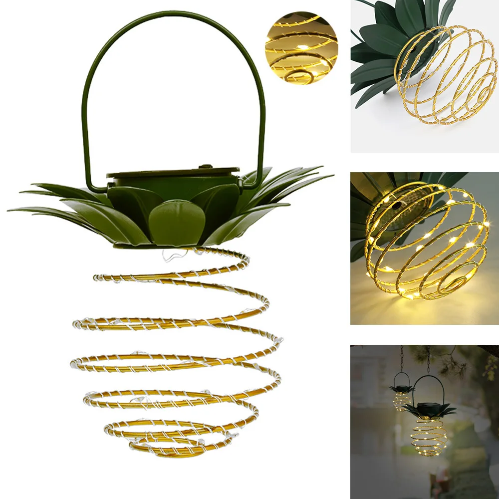 2024 Solar Outdoor Waterproof Garden Metal Pineapple Lights 24 LED Solar Light Garden 2 Pack Pineapple Garden Lantern Decoration