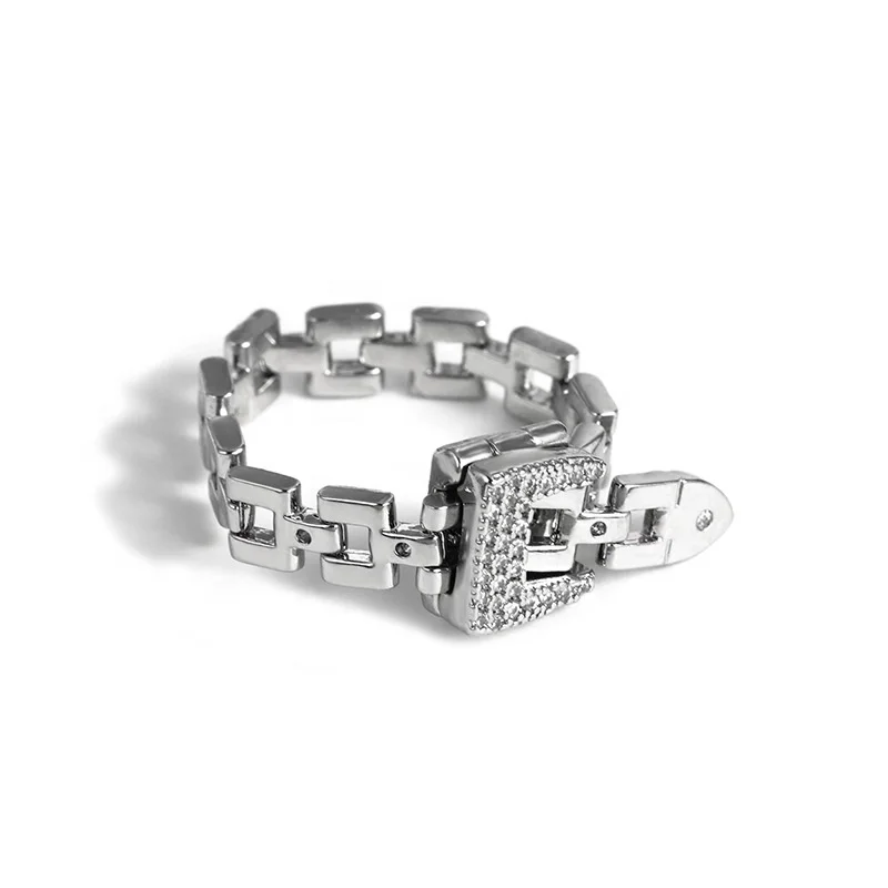 Fashion Jewelry Adjustable Soft Snake Chain Ring Zircon Inlaid Belt Belt Design Ring