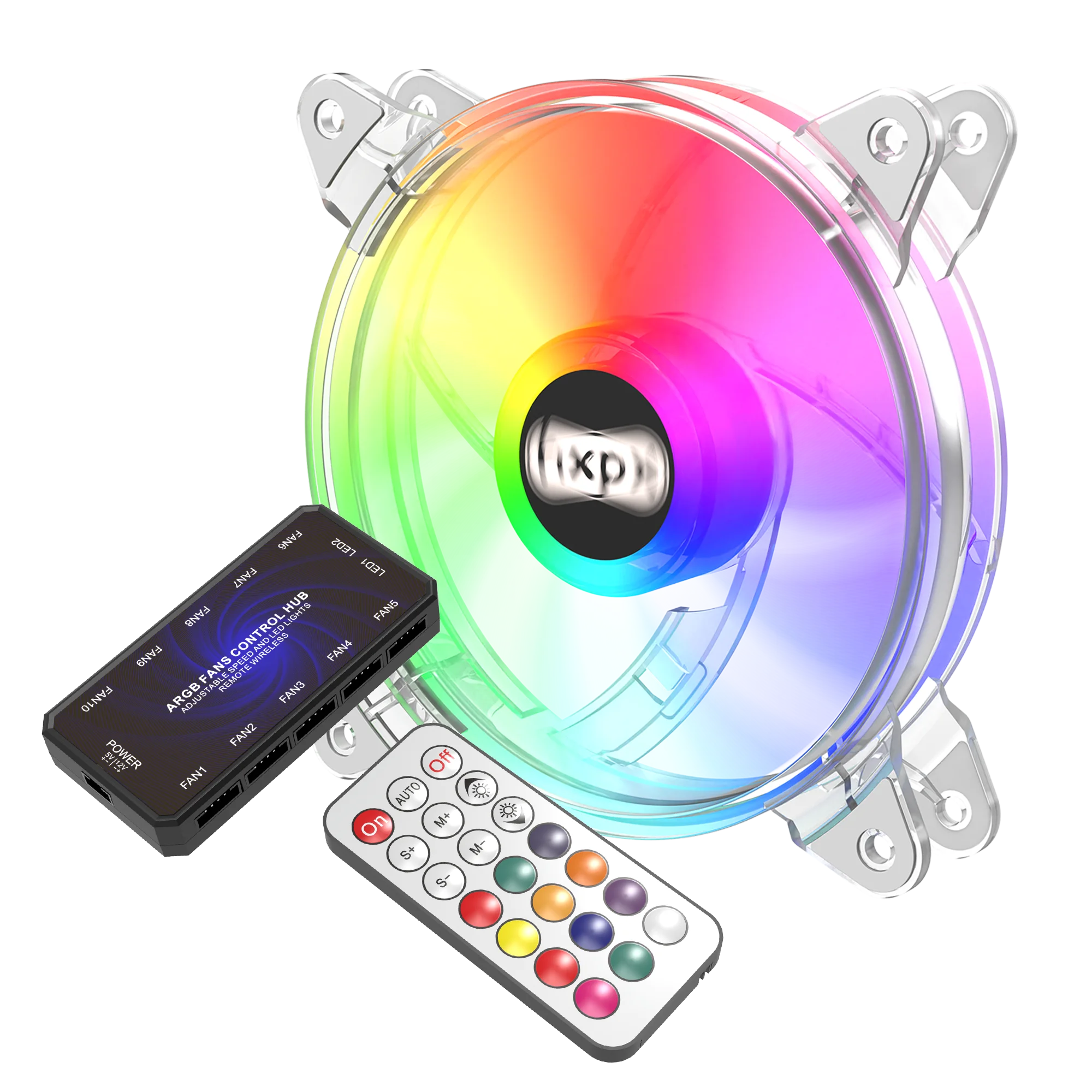 Wholesale OEM Ice Core-F-IC12  Crystal Case fan Symphony  PC Computer Cooling Silent fan 6PIN ARGB fan RF Remote Control set LED