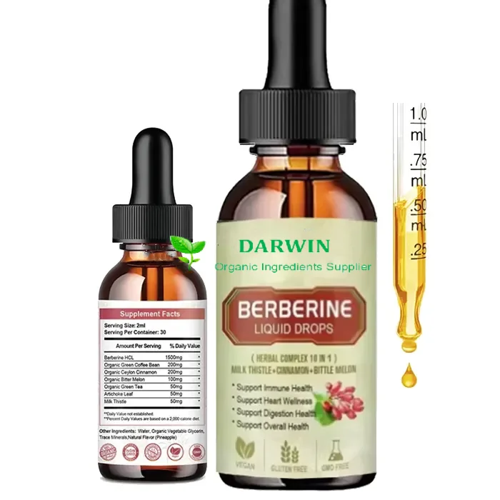 Herbal extract Supplements Berberine Hydrochloride HCL Liquid Berberine Drops