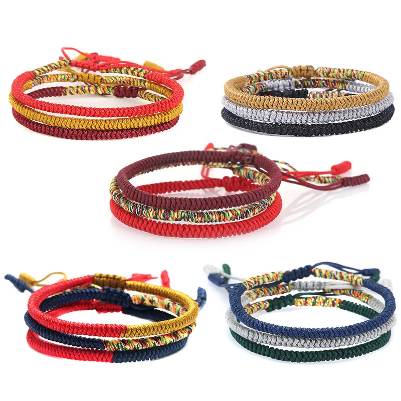 Multy-Color Adjustable Diy Woven Braided Rope Bracelet Bohemia Style Custom Unisex Hand Made Color Thread Friendship Bracelets