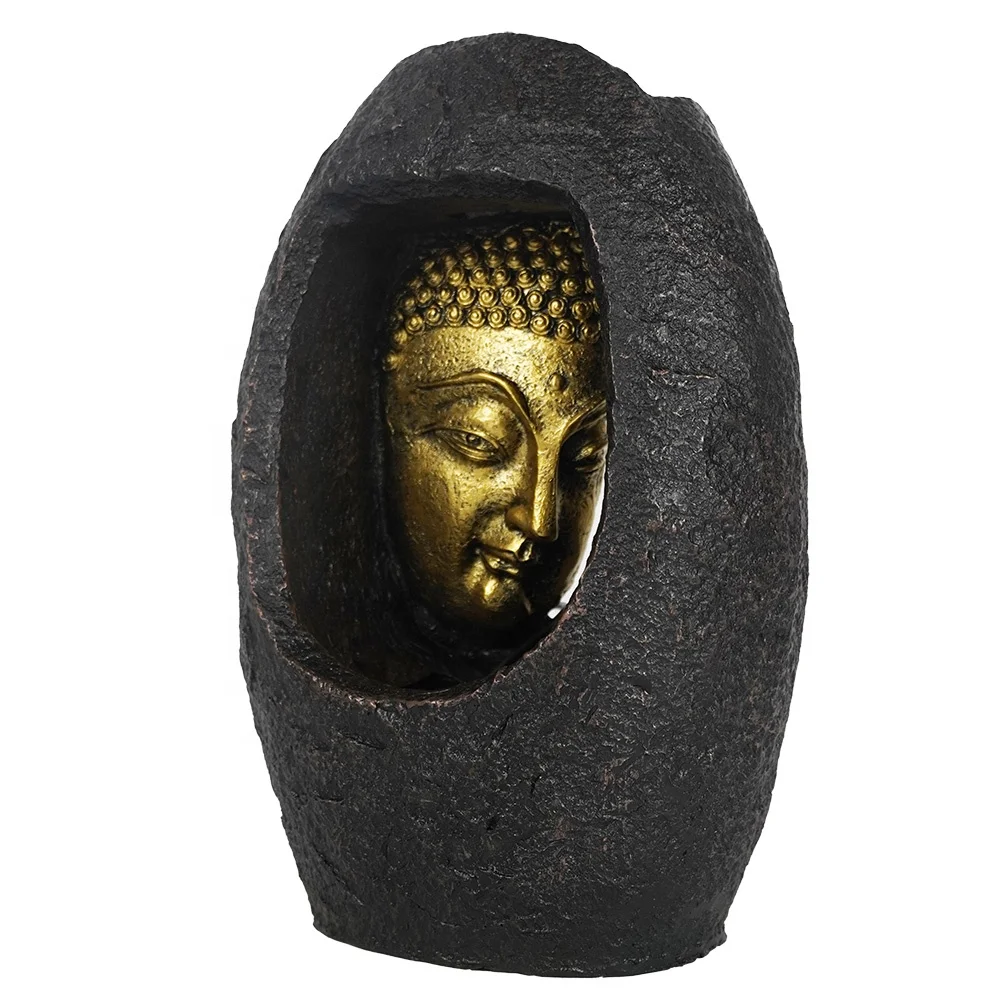 2022 Wholesale Table decor Resin indoor  Fengshui buddha statue inside water fountain with LED light