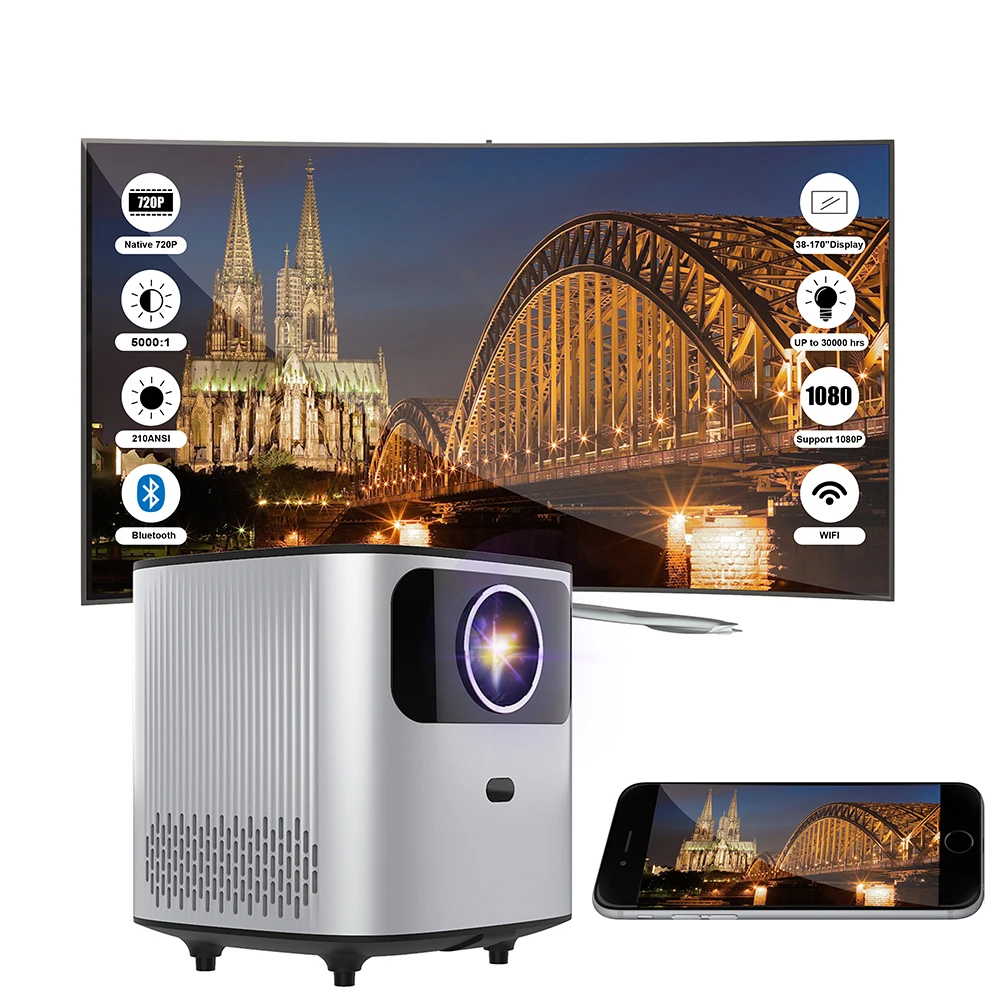 15Years Factory Aokang AK28 Smart 3D Pocket Mini Projector, LCD LED WIFI Small Android Portable Mobile Travelling Beamer