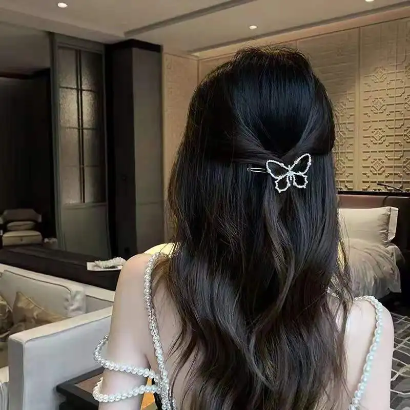 Pearl Hair Ornaments Parallel Time And Space Half Tied Hair Clip South Korea Bow Knot Hairpin Net Red Top Clip Headwear