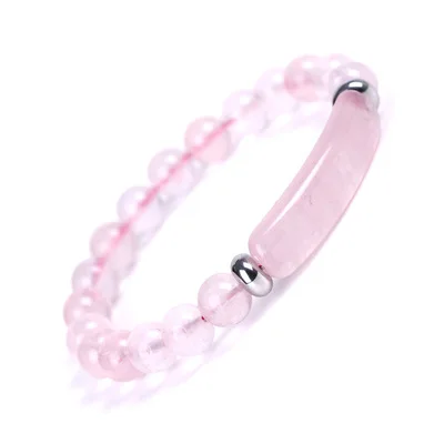 Hot sale natural gemstone beaded rose quartz bracelet women cute yoga stone healing pink
