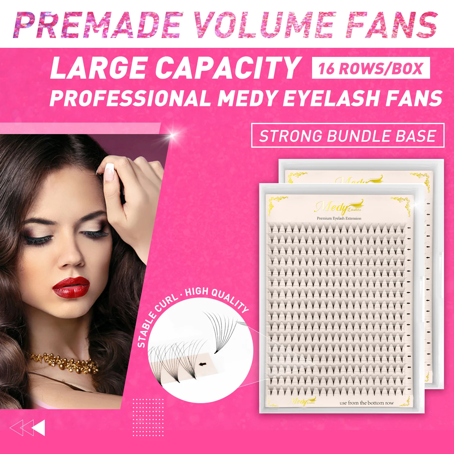 factory wispy premade volume fans eyelash extension promade korean pbt faux mink silk volume hand made short stem fan eyelashes