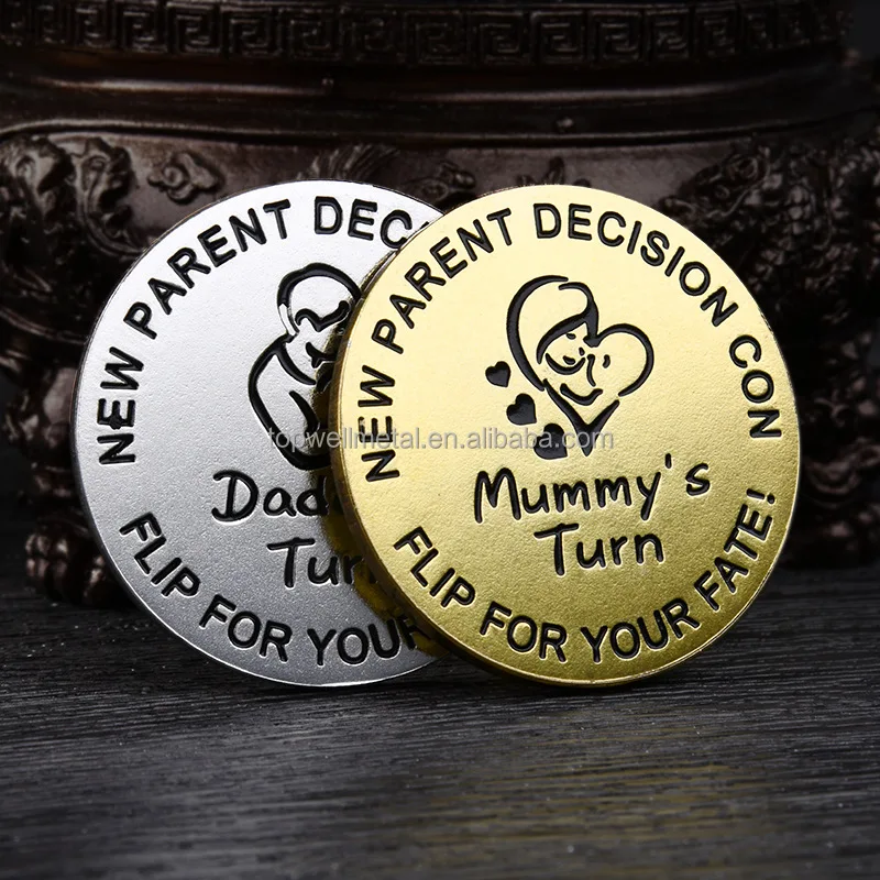 Gift for parents Custom engraved newborn bronze commemorative gold and silver coin 999