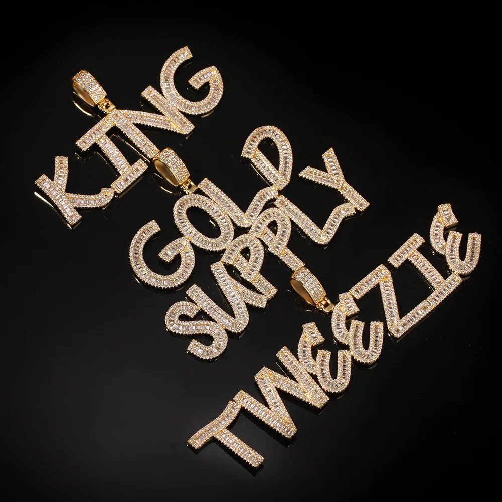 Fashion Personalized  Men Women Necklace Luxury Full Diamond Pendant Nameplate Hip Hop Iced Out Jewelry  Custom Name Necklace