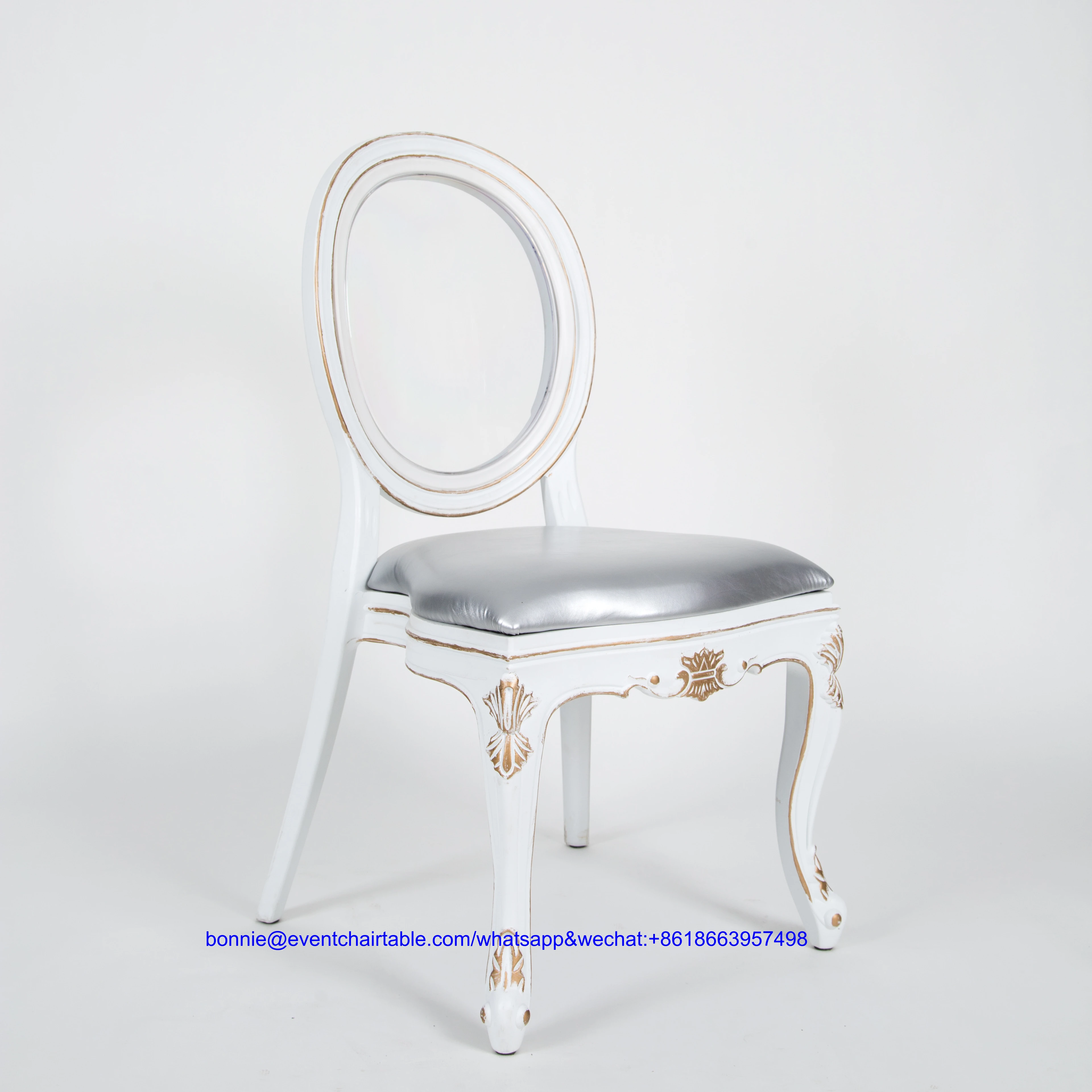 Stack Stain Antique White Ghost Louis Chairs for Garden Dining Using