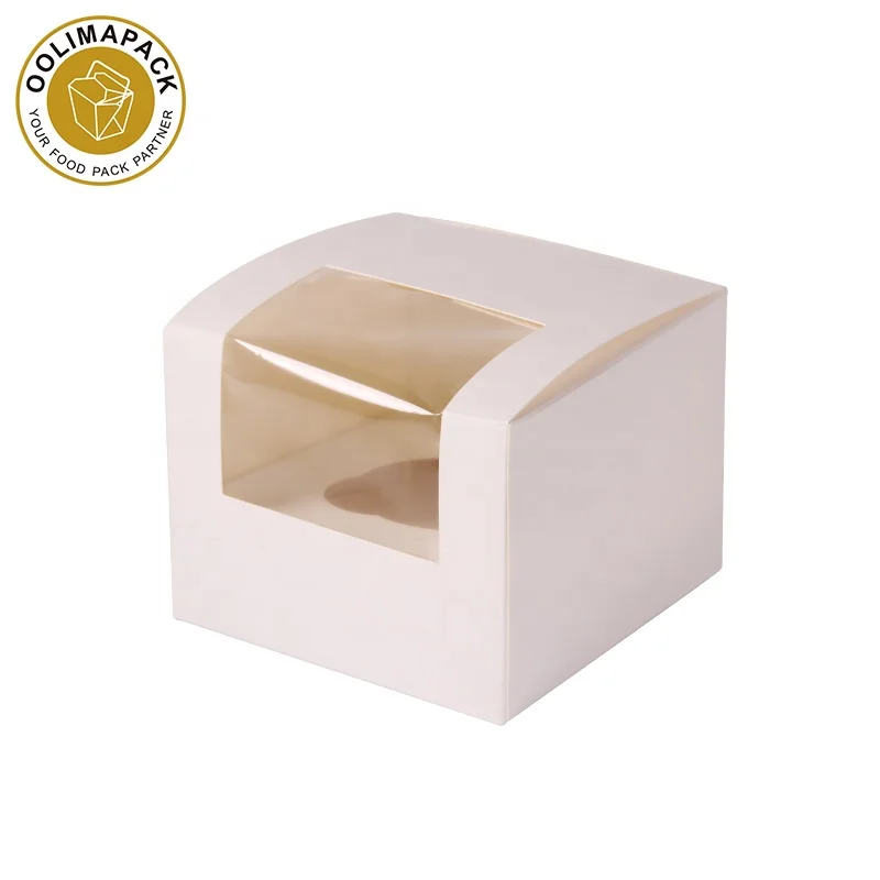 Wholesale birthday disposable custom kraft take away paper cup clear window cake box packaging design with handle , bakery box 4