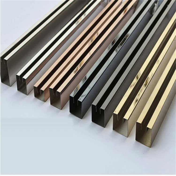 Black titanium alloy stainless steel U shaped groove strip decorative gold edge layering black titanium alloy edge