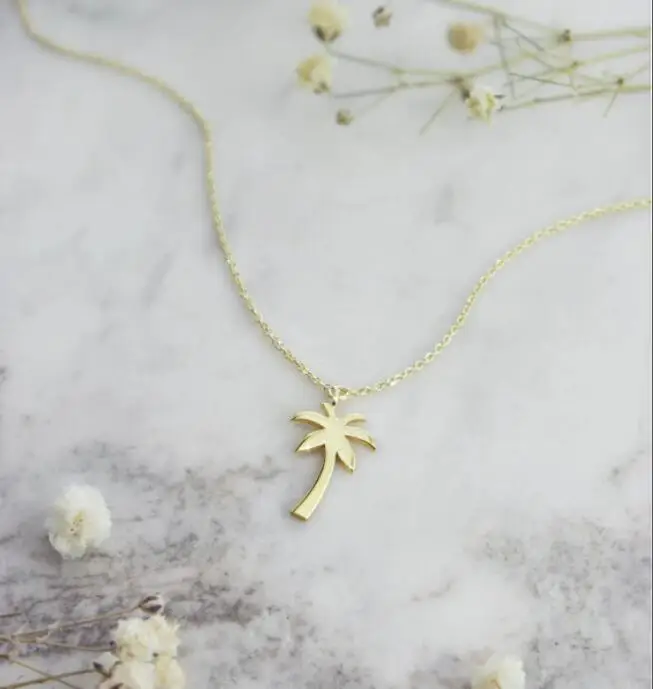 Custom Fashion Tropical Jewelry 18k Gold Adjustable Beach Charm Tiny Palm Tree Anklet bracelets for women stainless steel