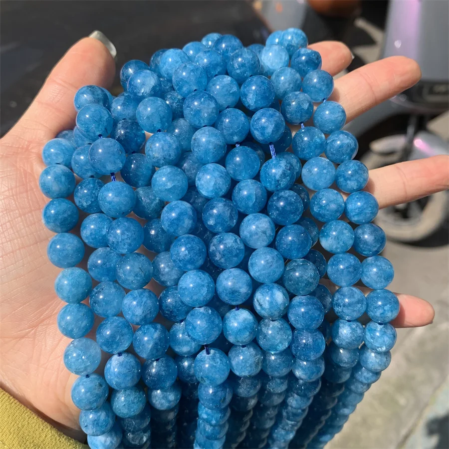 Wholesale optimize blue apatite 10mm round stone jade bead gemstones polished loose round beads