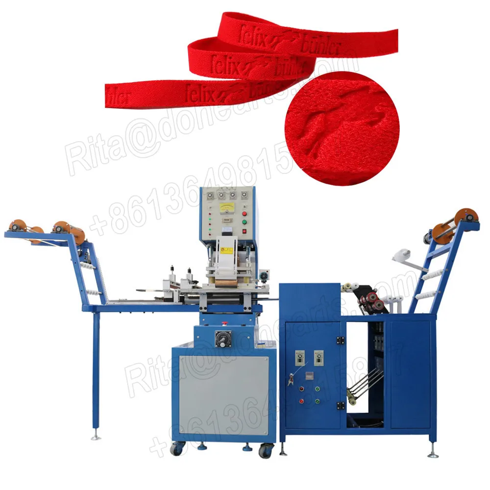 Automatic High Frequency Embossing Heat Sealing Machine for Ribbon Elastic Band Textile Logo Stamp