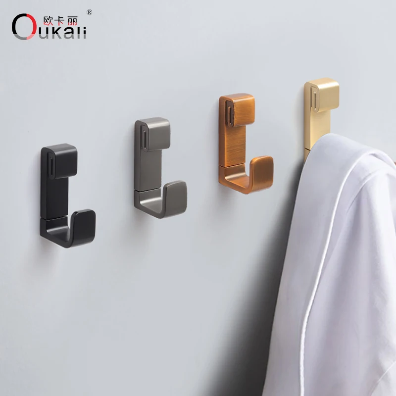 Oukali Furniture hardware Coat Black Brushed brass Coffee Bathroom Clothes Display Towel coat hooks Metal Wall shower hooks