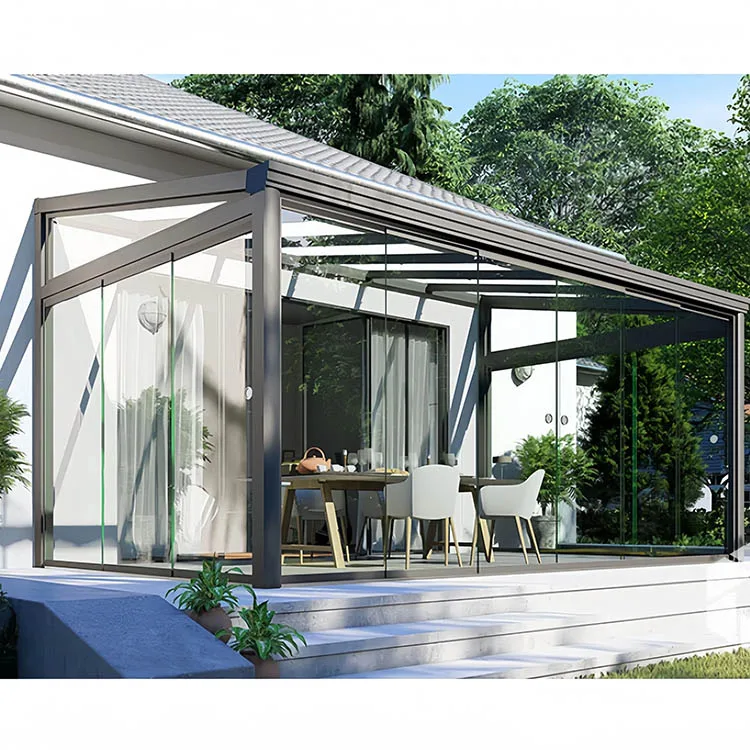 Low-E prefabricated glass house cabins and garden rooms products aluminium Greenhouse Winter Garden Sunrooms