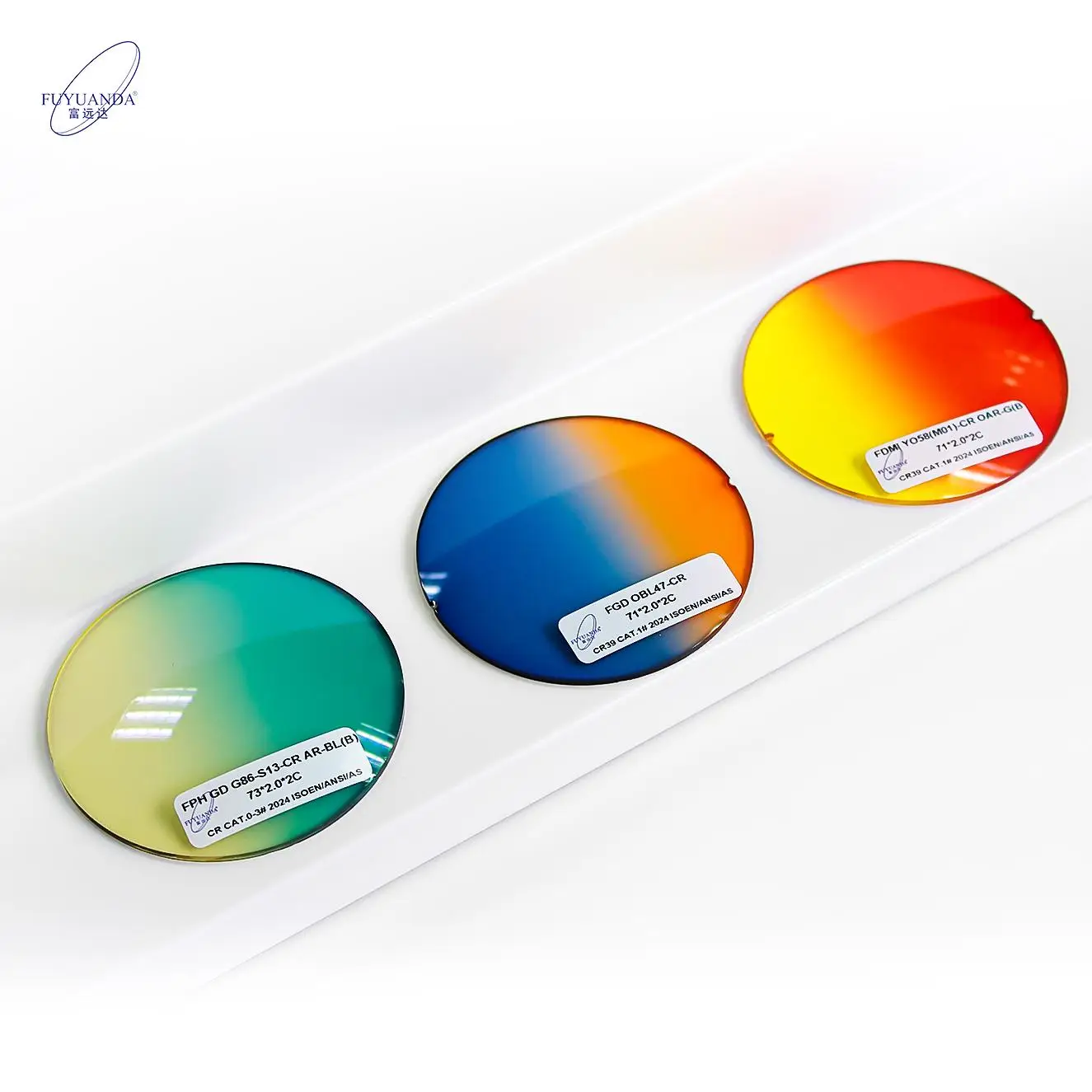 FUYUANDA 2024 Fashion CR39 Gradient Color Sunglasses Lenses Professional Custom Color Glasses Lens Factory