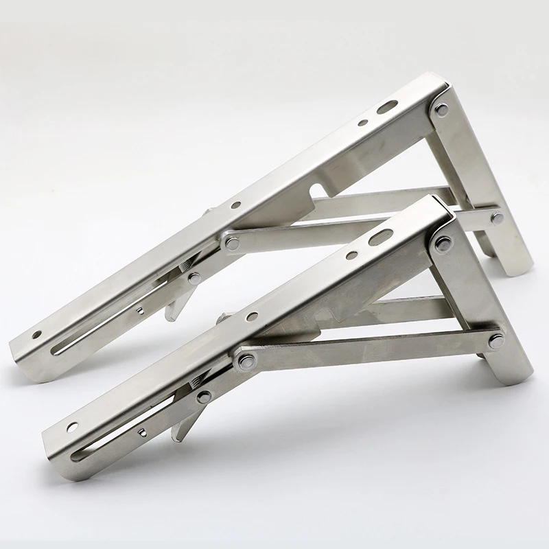 Heavy duty Stainless Steel Wall Mounting Corner Bracket Table Bench Support Bracket 8 inches Folding Metal Shelf Brackets