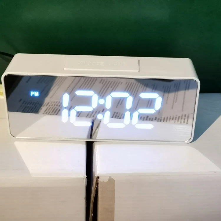 1.3 inch LED mirror panel digital tabletop alarm clock