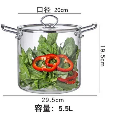 Kitchen fire direct glass pot for cooking boiling soup on stove 2.5L 3.5L 4.5L 5.5L