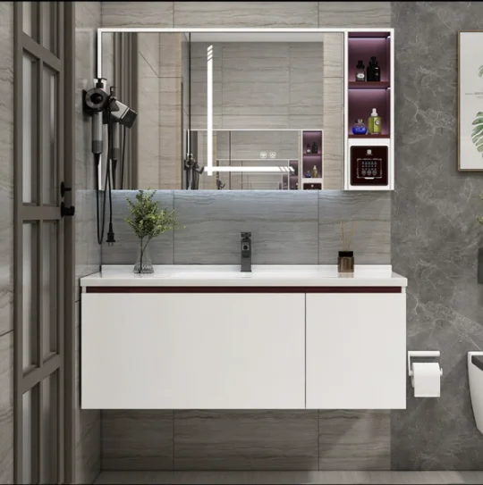 New OEM Service Sintered Stone Wholesale Bathroom Furniture Hanging Cabinet Plywood Wall Hung Bathroom Mirror Cabinet
