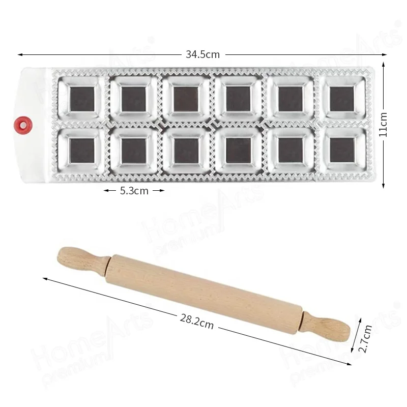 12 Square Holes Aluminum Dumpling Empanada Press Maker With Mini Rolling Pin For Cooking Diy Accessories