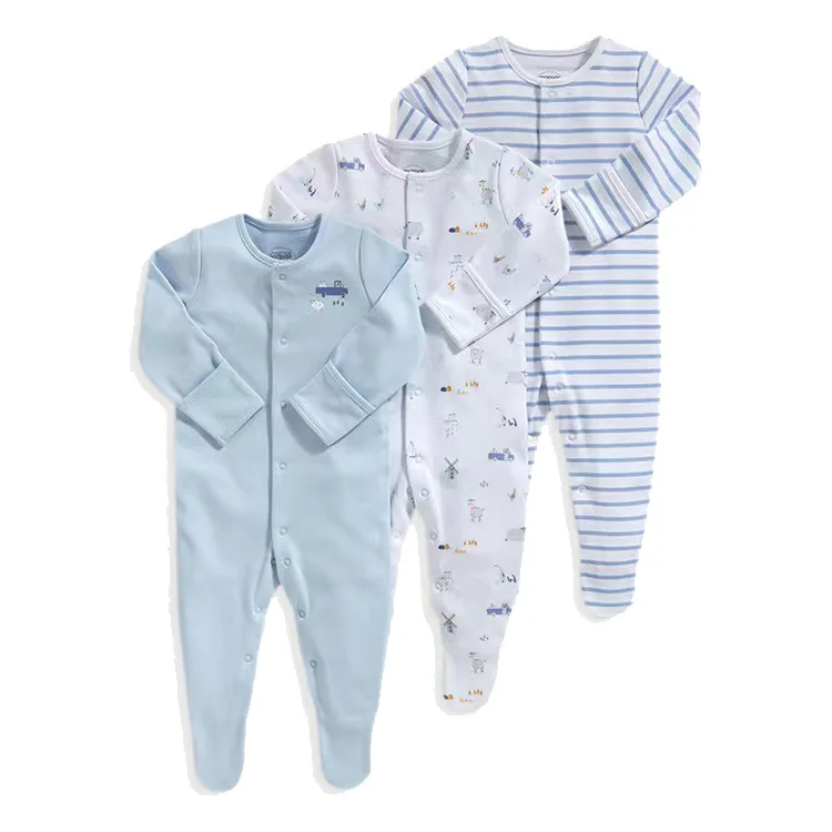 Baby Clothes Soft Newborn Romper Nordic Pattern Bamboo Cotton Infant Long Sleeved Leggings Jumpsuit