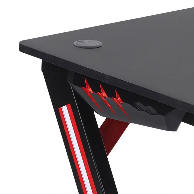 Saitu Hot Sale Gaming Setup Workstation Ergonomic Computer Office Desk Mesa Gamer Rgb Led Gaming Table PC Desk with Led Light