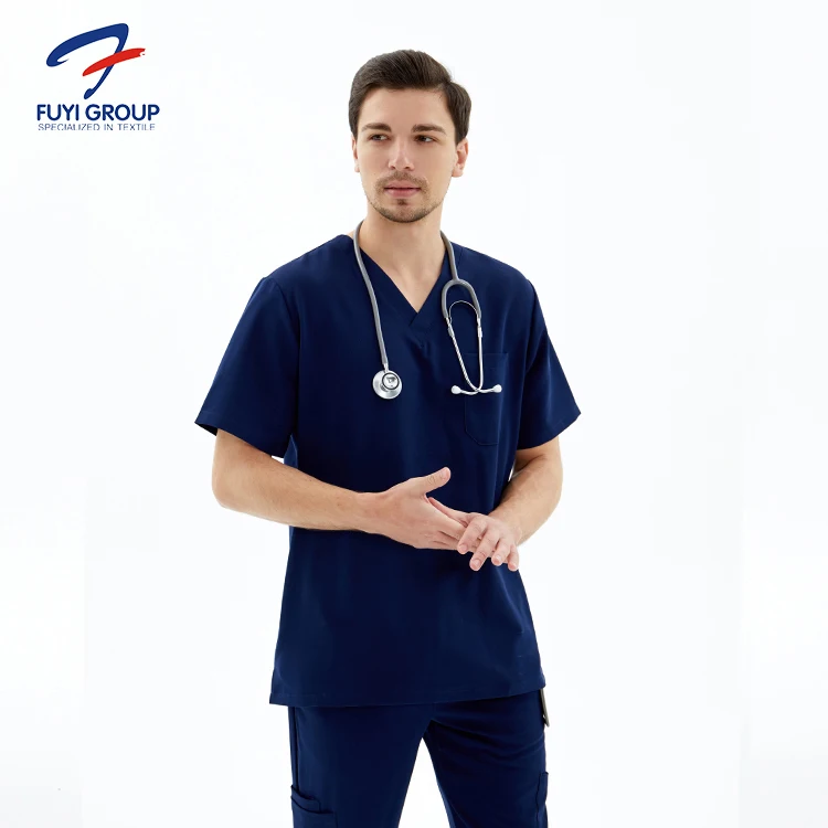 Hospital uniform medical dental workwear female stretch scrubs top printed solid nursing scrubs