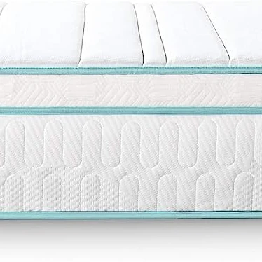 High Quality Single Queen King12 Inch Nature Latex Memory Foam Spring Hybrid Euro Top Pocket Green Tea Mattress in a Box