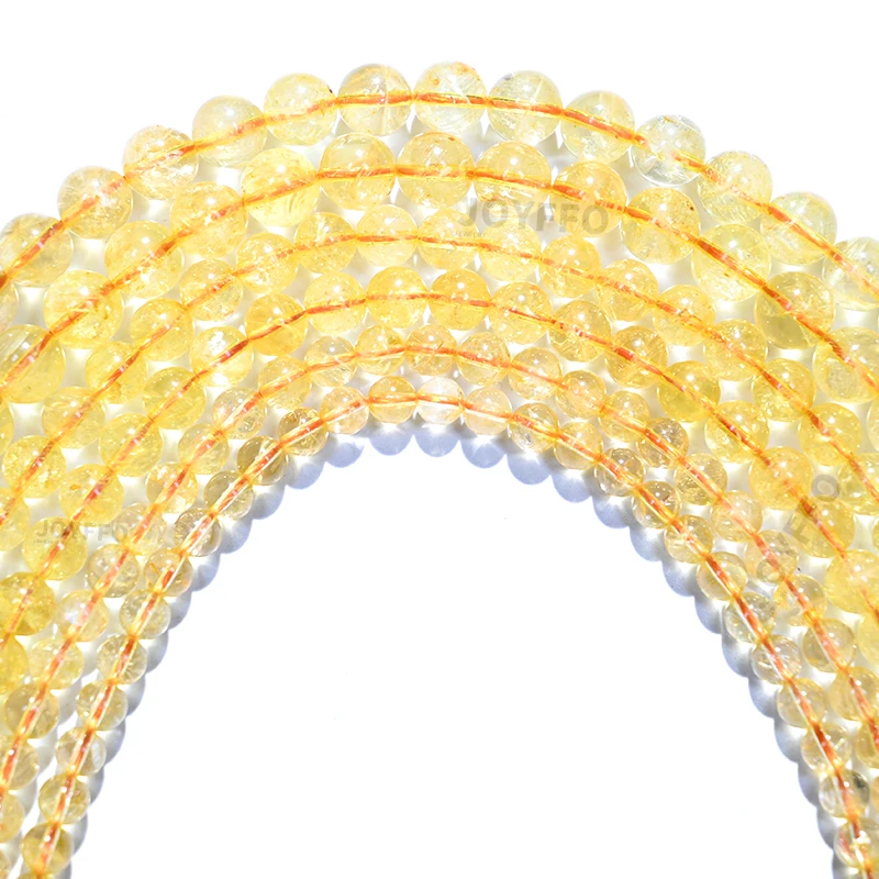 Wholesale Special 4mm 6mm 8mm 10mm Round Loose Stone Beads Yellow Natural Stone For Jewelry Making DIY Crafts Design