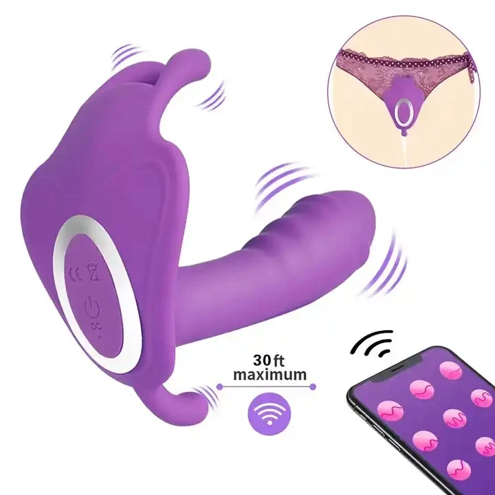 App wireless remote control butterfly vibrating silicone dildo vibrator sex toys for women
