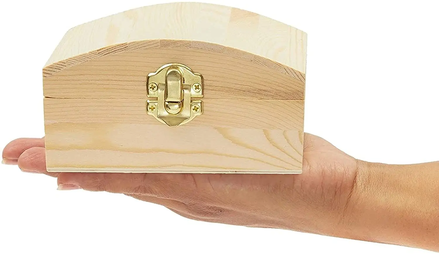Unfinished Wooden Pine Box DIY Craft Jewelry Box with Locking Clasp