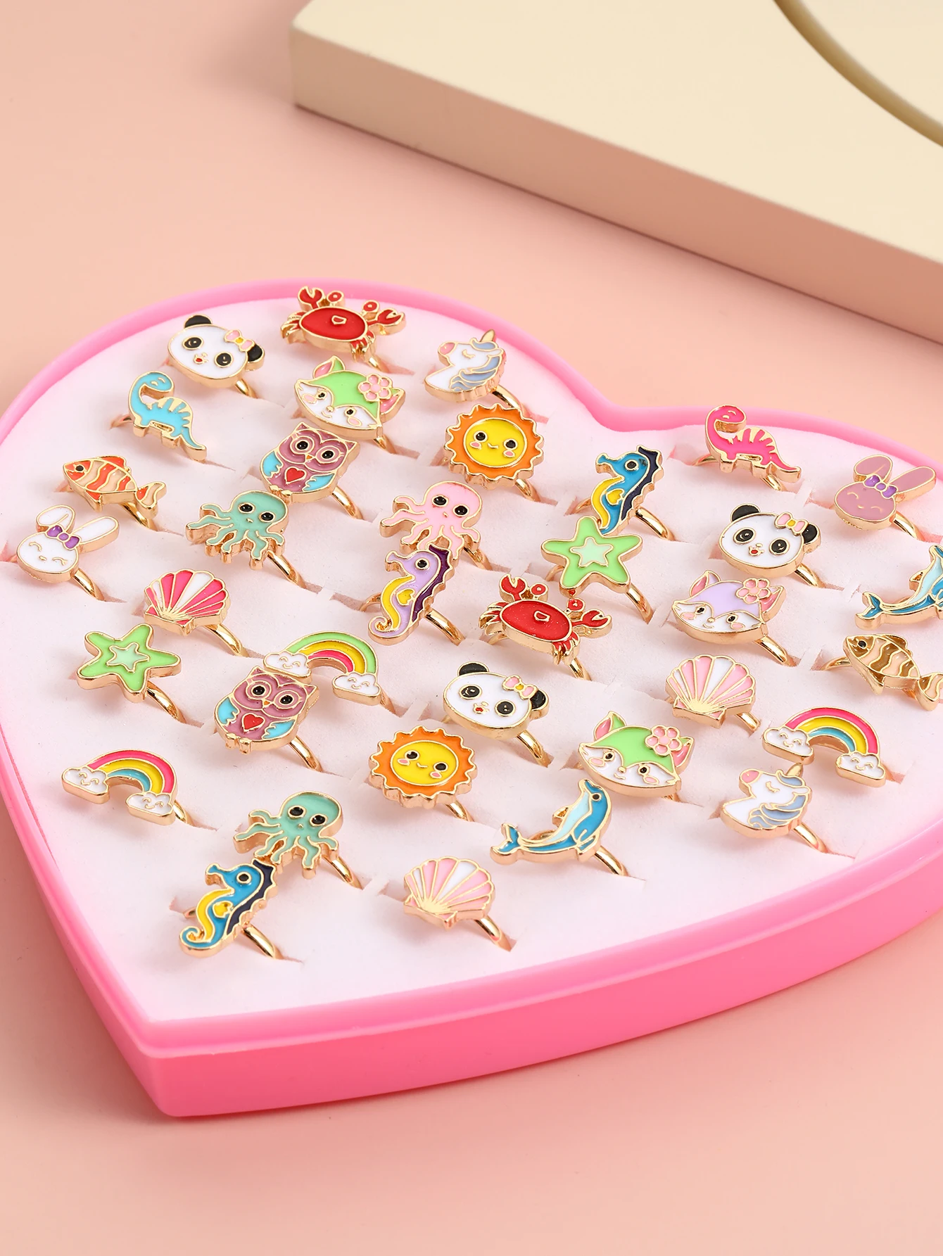 Many Animal Ring for Girls Cute Children Kids Jewelry Ring Good Quality Crystal Animal Rings Set For Girl